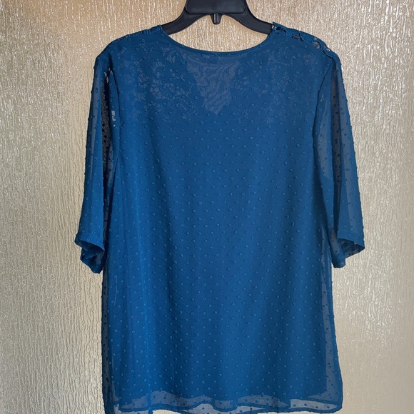 Medium Blue Lace Women's Top - Picture 2 of 2
